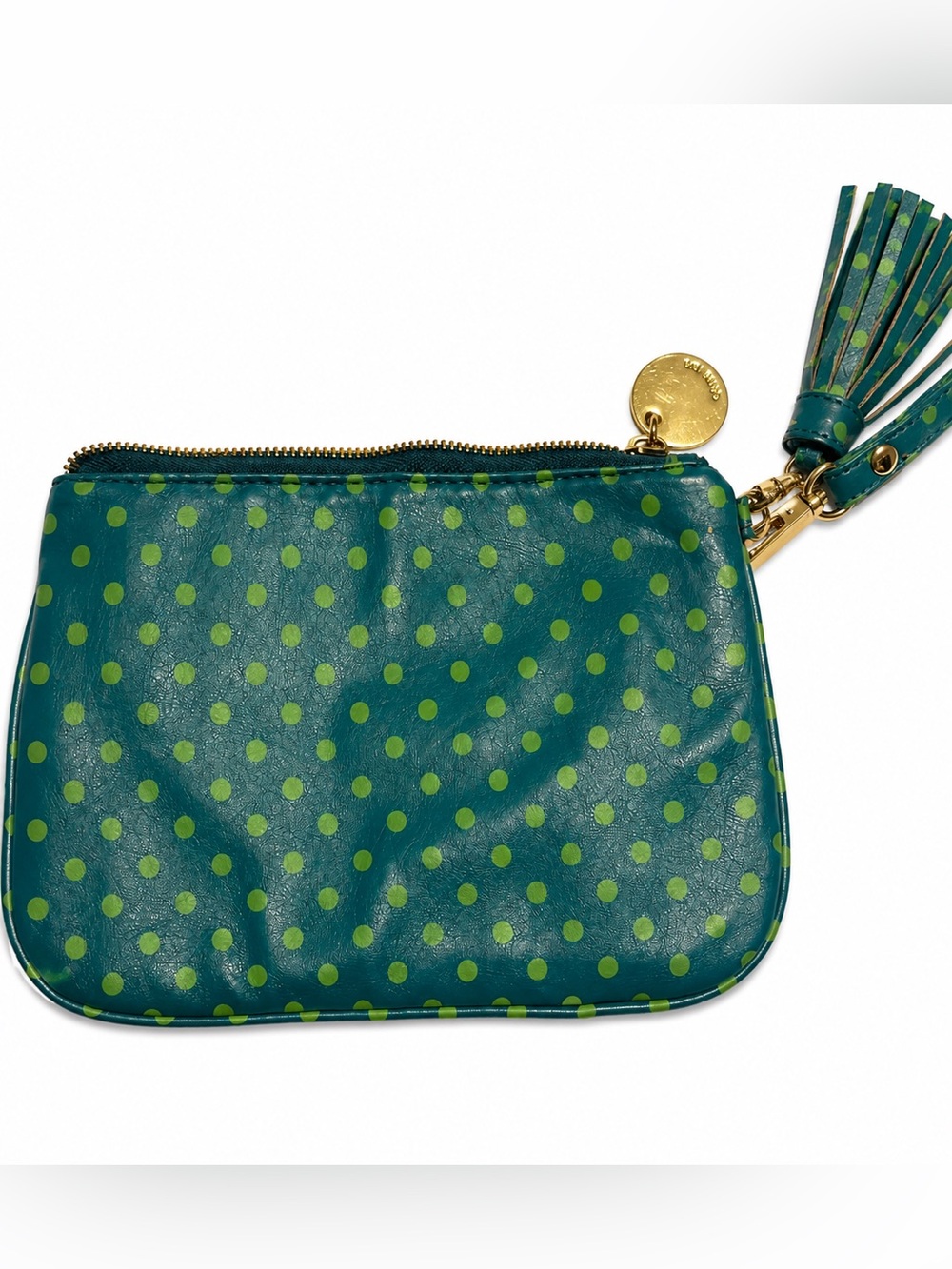 Vintage Deux Lux Polka Dot Wristlet Tassel Clutch Teal Green Y2K Bag